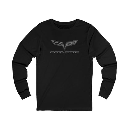 Unisex Corvette Blackout C6 Long Sleeve Tee, Custom Silhouette, Graphic T-Shirt, Gift for Him, Gift for Her, Bella+Canvas, Soft Shirt