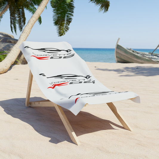 Corvette Z06 Beach Towel, Corvette Gifts, Car Enthusiast Towel, Quick-Dry Towel, Corvette Logo, White Towel, Car Guy Gifts, Z06 Logo