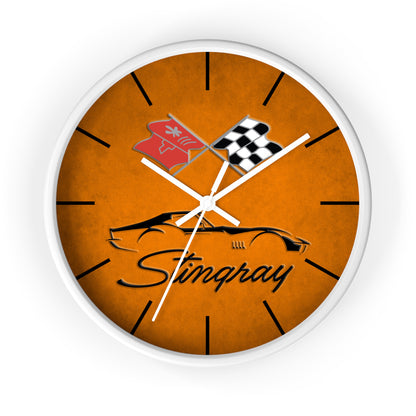 Corvette C3 Stingray Illustrated Wall Clock, Racing Home Decor, Gift for Him, Man Cave Clock, Corvette Merchandise, Mancave Gift, Clocks