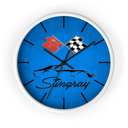 Corvette C3 Stingray Illustrated Wall Clock, Racing Home Decor, Gift for Him, Man Cave Clock, Corvette Merchandise, Mancave Gift, Clocks