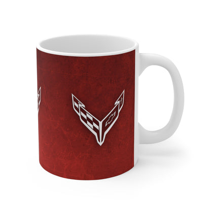 Corvette Coffee Mug - Corvette Ceramic Mug - 11oz. Coffee Mug - Chevy Corvette Mug - Microwave-Safe - Gift for Car Enthusiasts - C8 Logo