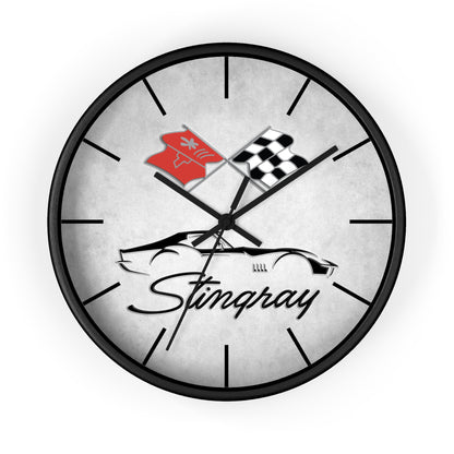 Corvette C3 Stingray Illustrated Wall Clock, Racing Home Decor, Gift for Him, Man Cave Clock, Corvette Merchandise, Mancave Gift, Clocks