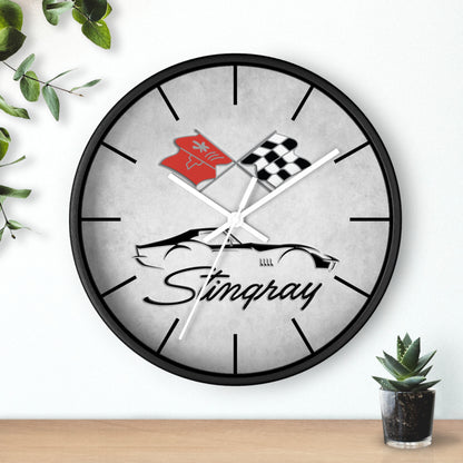 Corvette C3 Stingray Illustrated Wall Clock, Racing Home Decor, Gift for Him, Man Cave Clock, Corvette Merchandise, Mancave Gift, Clocks