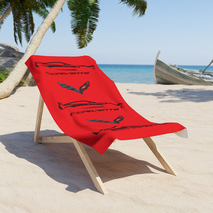 Corvette C7 Custom Illustrated Beach Towel, Corvette Gift, Car Enthusiast Towel, Quick-Dry Towel, Corvette Logo, Shower Towel, Car Guy Gifts