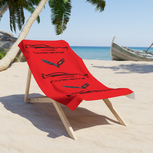 Corvette C7 Custom Illustrated Beach Towel, Corvette Gift, Car Enthusiast Towel, Quick-Dry Towel, Corvette Logo, Shower Towel, Car Guy Gifts