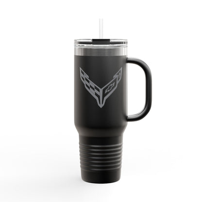 Corvette Travel Mug, C8 Corvette Gifts, Car Enthusiast Mug, 40oz Tumbler, Stainless Steel, Corvette Logo, Car Guy Gifts, Corvette Accessory