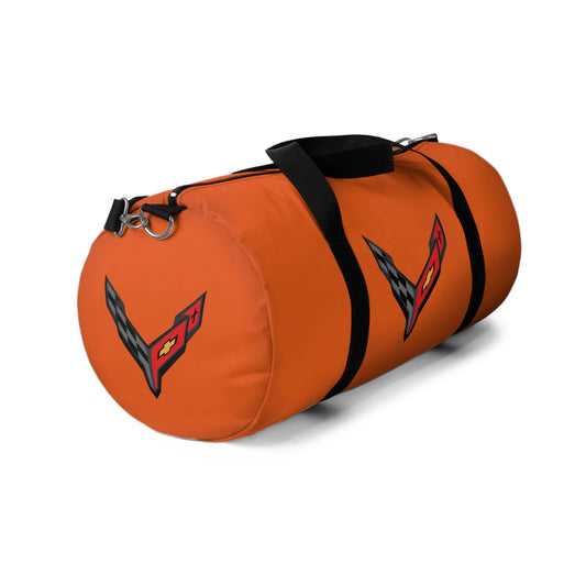 Orange Corvette Duffel Bag, C8 Logo, Gym Bag, Travel Bag, Gifts for Car Guys, Gifts for Car Girls, Corvette Merch, Overnight Duffel