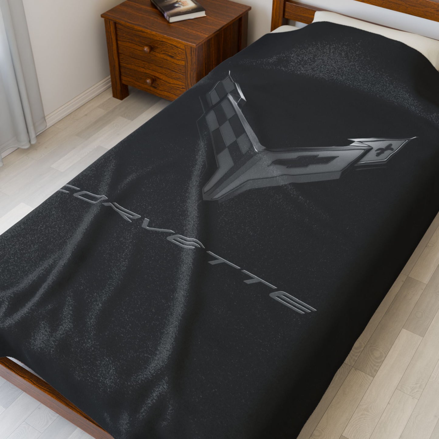 Corvette Blackout Blanket, C8 Corvette Gifts, Soft Blankets, Corvette Logo, Velveteen Blanket, Car Guy Gifts, Car Girl Gifts