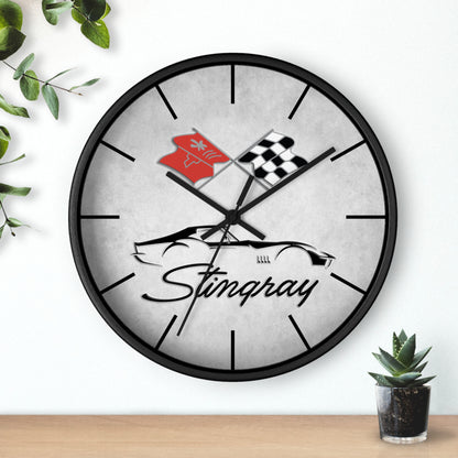 Corvette C3 Stingray Illustrated Wall Clock, Racing Home Decor, Gift for Him, Man Cave Clock, Corvette Merchandise, Mancave Gift, Clocks