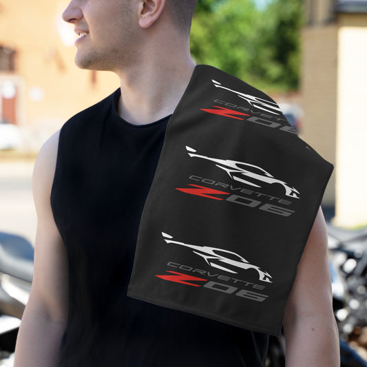 Corvette Z06 Shop Towel, Towel for Fans, Rally Towel, Corvette Merch, Gifts for Corvette Owners, Hand Towel, Shop Rag