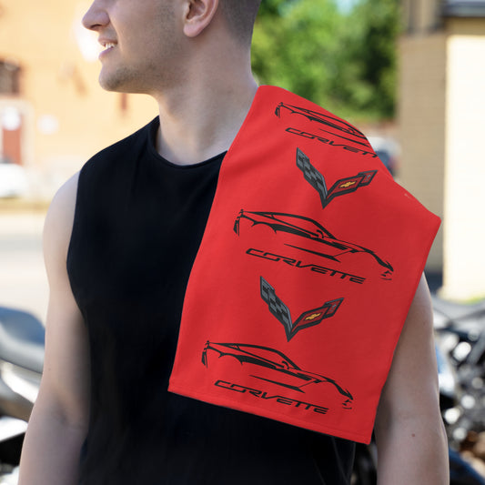 Corvette C7 Shop Towel, Towel for Fans, Rally Towel, Corvette Merch, Gifts for Corvette Owners, Hand Towel, Shop Rag