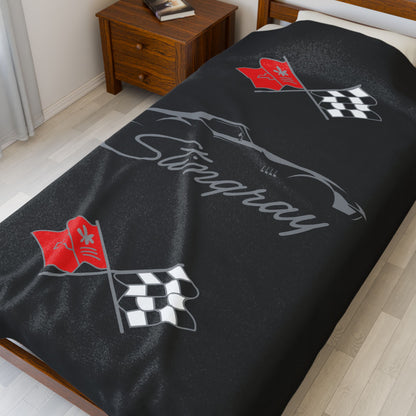 Corvette C3 Stingray Custom Illustrated Blanket, Soft Blankets, Corvette Logo, Velveteen Blanket, Car Guy Gifts, Car Girl Gifts