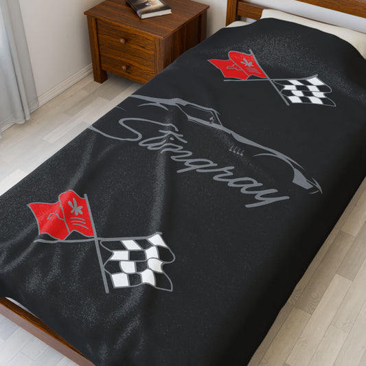 Corvette C3 Stingray Custom Illustrated Blanket, Soft Blankets, Corvette Logo, Velveteen Blanket, Car Guy Gifts, Car Girl Gifts