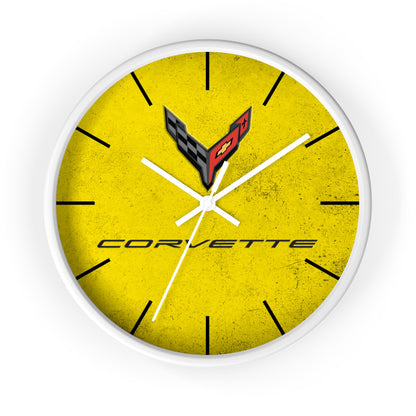 Corvette C8 Wall Clock, Racing Home Decor, Gift for Him, Man Cave Clock, Corvette Merchandise, Mancave Gift, Clocks