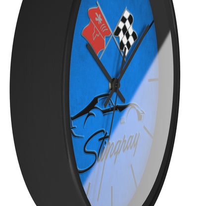 Corvette C3 Stingray Illustrated Wall Clock, Racing Home Decor, Gift for Him, Man Cave Clock, Corvette Merchandise, Mancave Gift, Clocks