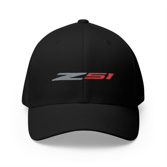 Corvette Z51 Baseball Cap, Flexfit Hat, Stretchy Band, Black Hat, Corvette Gear, Embroidery