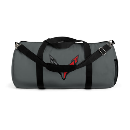 Grey Corvette Duffel Bag, C8 Logo, Gym Bag, Travel Bag, Gifts for Car Guys, Gifts for Car Girls, Corvette Merch, Overnight Duffel