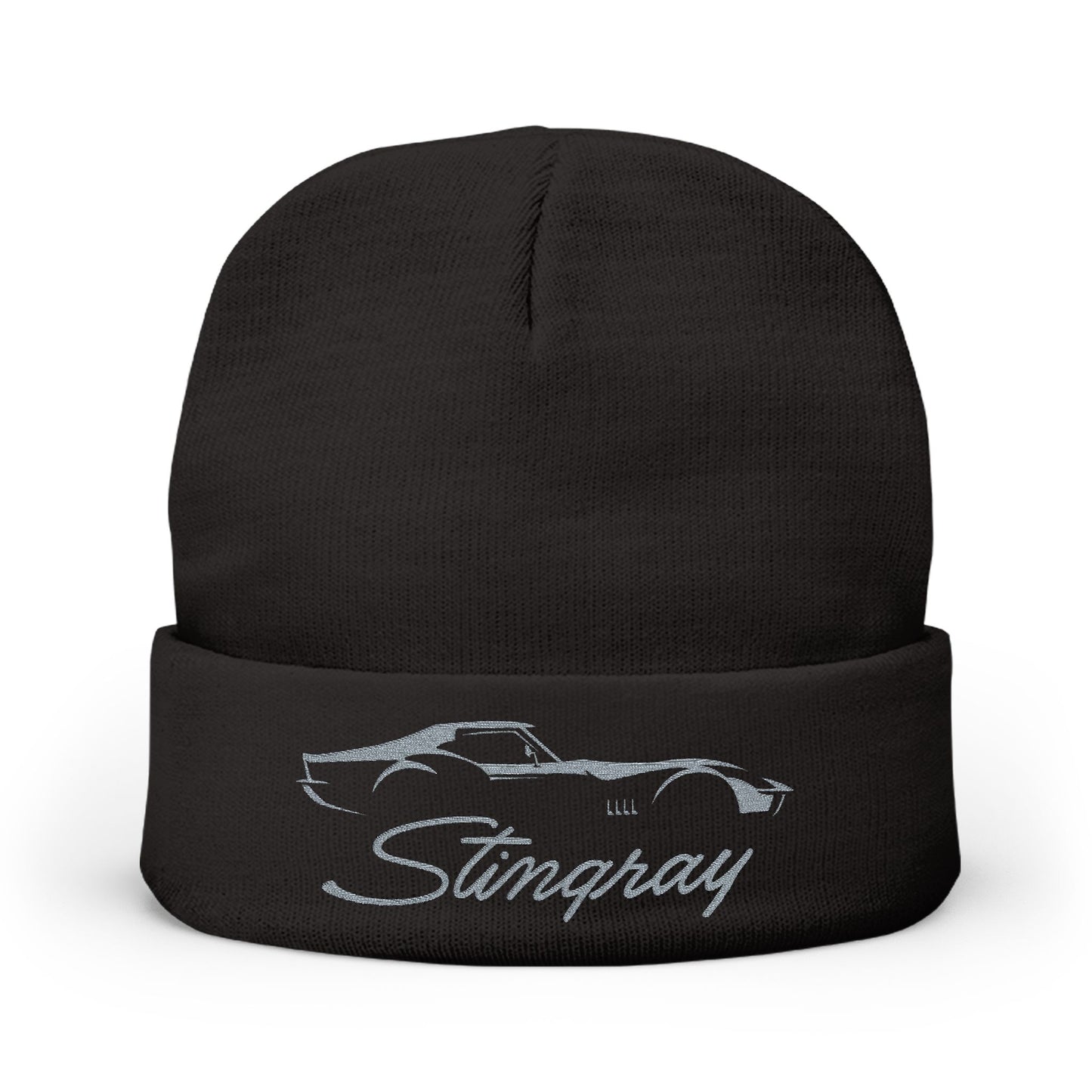 Corvette Grey Stingray C3 Embroidery Winter Beanie, Knitted Hat, Cozy Cap, Outdoor Accessory, Unisex, Gift for Him, Gift for Her