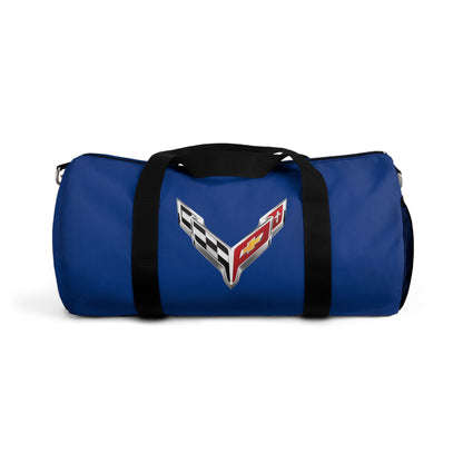 Blue Corvette Duffel Bag, C8 Logo, Gym Bag, Travel Bag, Gifts for Car Guys, Gifts for Car Girls, Corvette Merch, Overnight Duffel
