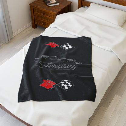 Corvette C3 Stingray Custom Illustrated Blanket, Soft Blankets, Corvette Logo, Velveteen Blanket, Car Guy Gifts, Car Girl Gifts