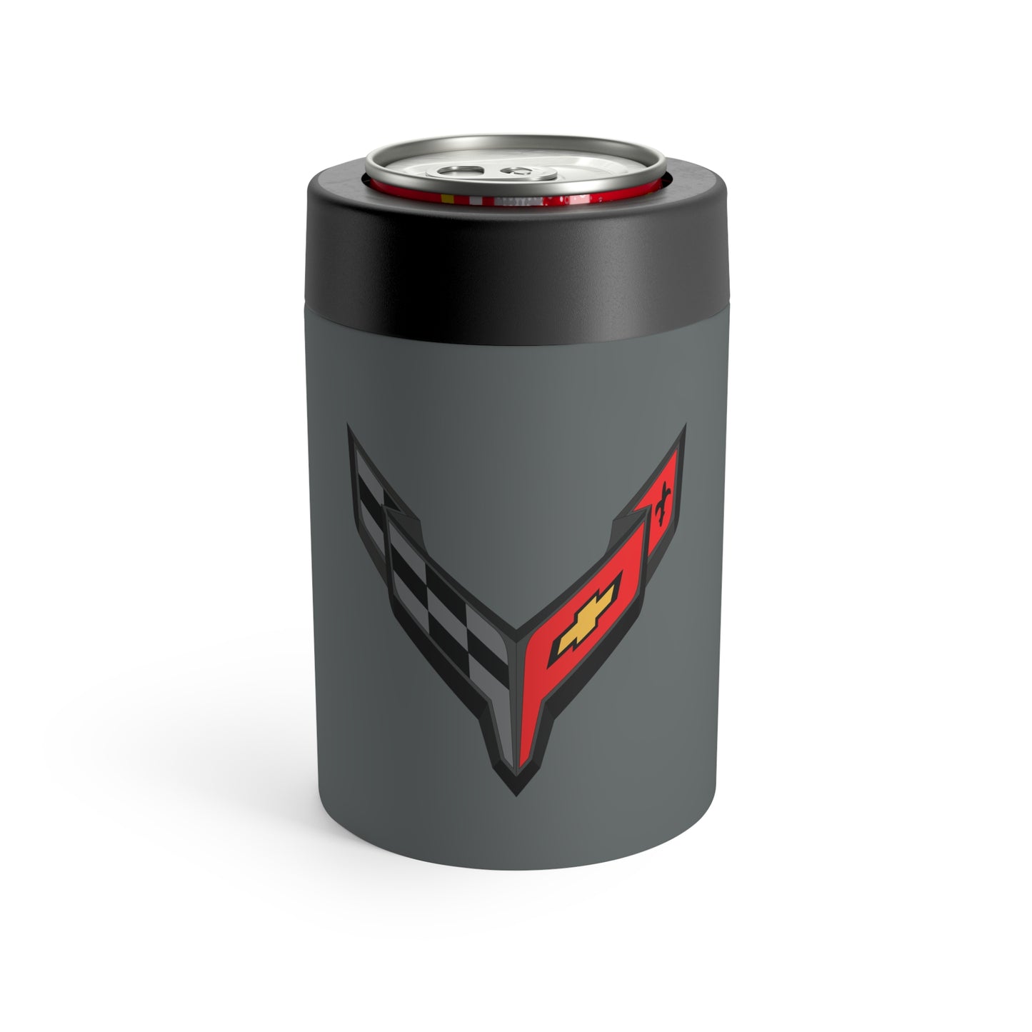 Corvette C8 Gray Can Coozie for Fans, Beer and Soda Holder, Drink Insulator, Gift for Car Enthusiasts, Racing Events, Tailgating, C8 Logo