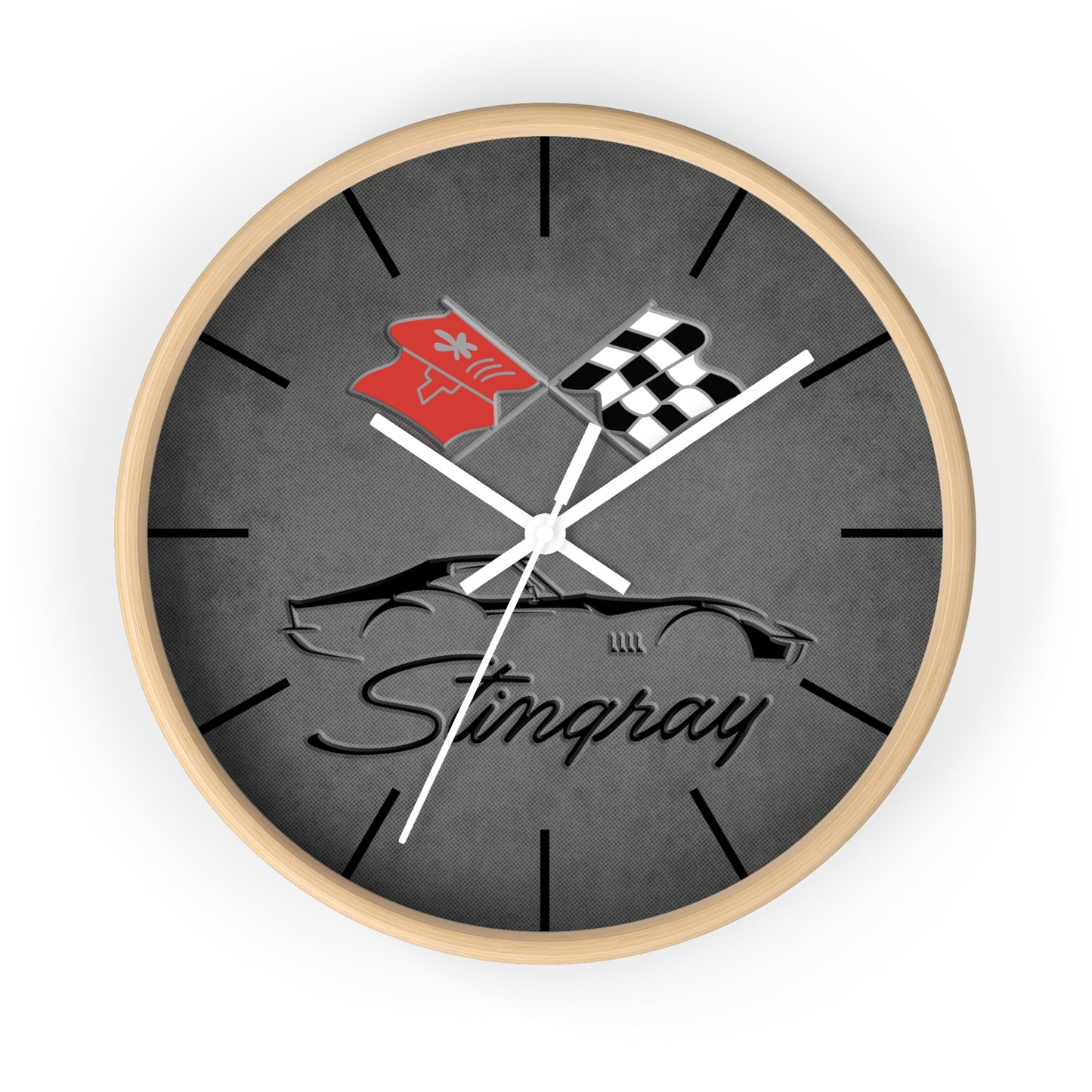 Corvette C3 Stingray Illustrated Wall Clock, Racing Home Decor, Gift for Him, Man Cave Clock, Corvette Merchandise, Mancave Gift, Clocks