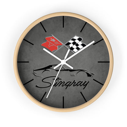 Corvette C3 Stingray Illustrated Wall Clock, Racing Home Decor, Gift for Him, Man Cave Clock, Corvette Merchandise, Mancave Gift, Clocks
