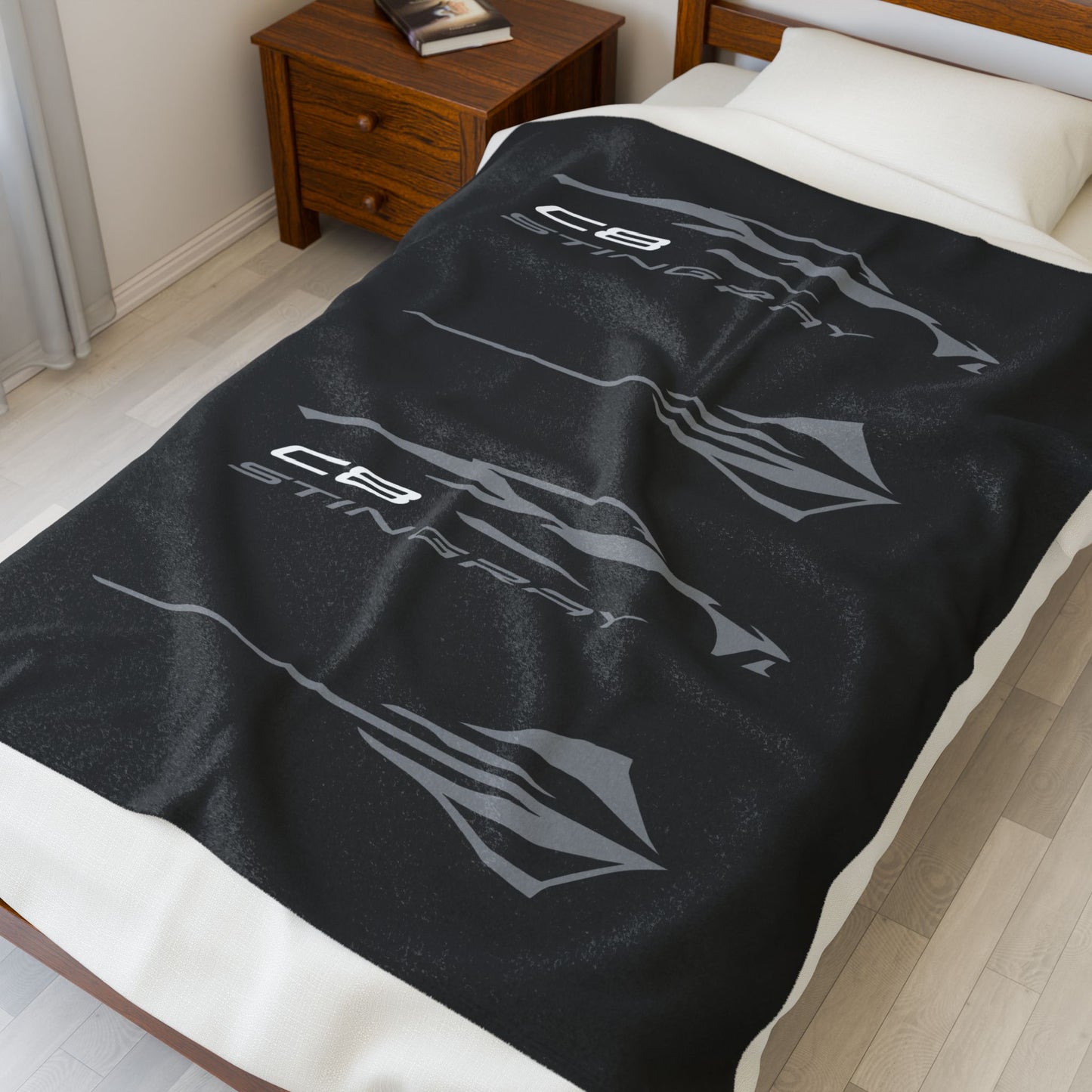 Corvette Stingray Blanket, Stingray Corvette Gifts, Soft Blankets, Corvette Logo, Velveteen Blanket, Car Guy Gifts, Car Girl Gifts