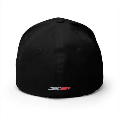 Corvette Z51 Baseball Cap, Flexfit Hat, Stretchy Band, Black Hat, Corvette Gear, Embroidery
