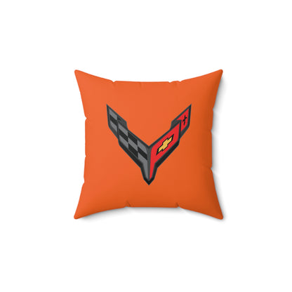 Corvette C8 Throw Pillow, Home Accessories , Mancave Decor, Man Cave, Square Pillow, Polyester, Couch and Bedding, C8 Logo, C8 Emblem