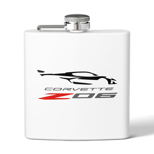 Corvette Z06 Flask, Z06 Corvette Gifts, Car Enthusiast Hip Flask, 6oz Stainless Steel, Corvette Accessories, Pocket Flask, Gift for Car Guys