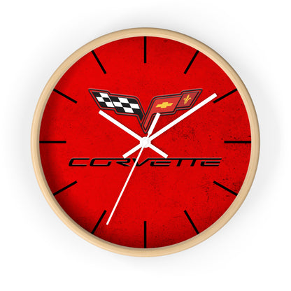 Corvette C6 Wall Clock, Racing Home Decor, Gift for Him, Man Cave Clock, Corvette Merchandise, Mancave Gift, Clocks