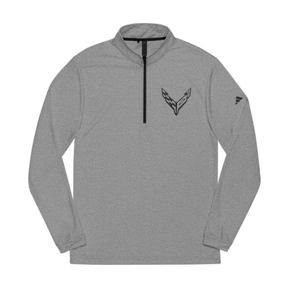 Adidas® Quarter-Zip Corvette C8 Pullover, Athletic Wear, Gym Lovers, Gifts for Him/Her, Casual Wear, Long Sleeve, Black Corvette Logo