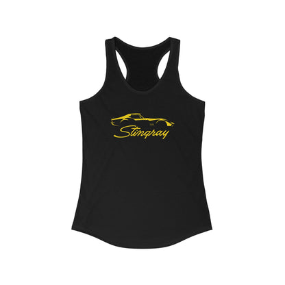 Corvette C3 Stingray Women's Racerback Tank Top, Gifts for Car Girls, Summer Top, Fitness Tank, Raceday Gear, Black Corvette Shirt