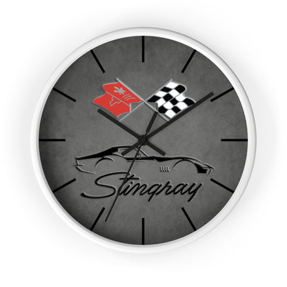 Corvette C3 Stingray Illustrated Wall Clock, Racing Home Decor, Gift for Him, Man Cave Clock, Corvette Merchandise, Mancave Gift, Clocks