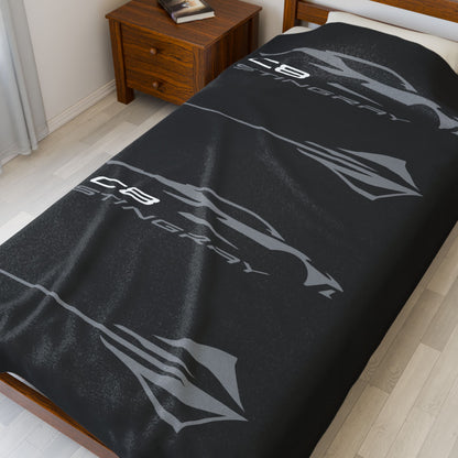 Corvette Stingray Blanket, Stingray Corvette Gifts, Soft Blankets, Corvette Logo, Velveteen Blanket, Car Guy Gifts, Car Girl Gifts
