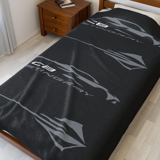 Corvette Stingray Blanket, Stingray Corvette Gifts, Soft Blankets, Corvette Logo, Velveteen Blanket, Car Guy Gifts, Car Girl Gifts