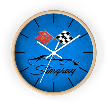 Corvette C3 Stingray Illustrated Wall Clock, Racing Home Decor, Gift for Him, Man Cave Clock, Corvette Merchandise, Mancave Gift, Clocks