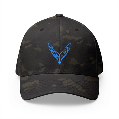 Corvette C8 Logo Blue Edition  Baseball Cap Black