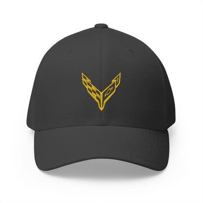 Corvette C8 Logo Yellow Edition  Baseball Cap Black