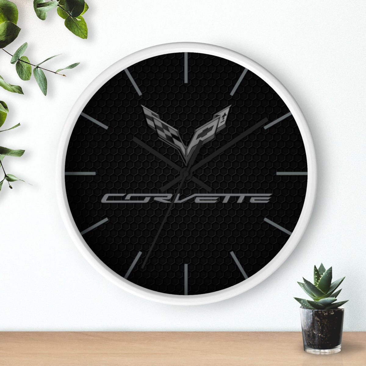 Corvette C7 Logo Blackout Edition Wall Clock