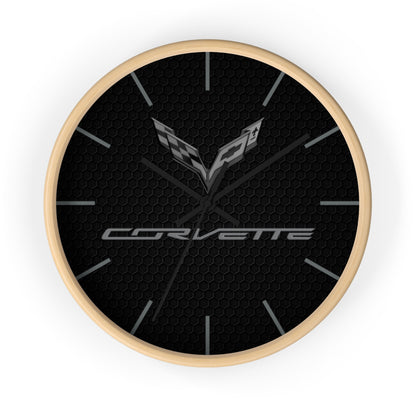 Corvette C7 Logo Blackout Edition Wall Clock