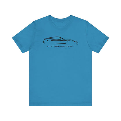 Corvette C7 Logo Black Edition Silhouette Graphict T-Shirt White