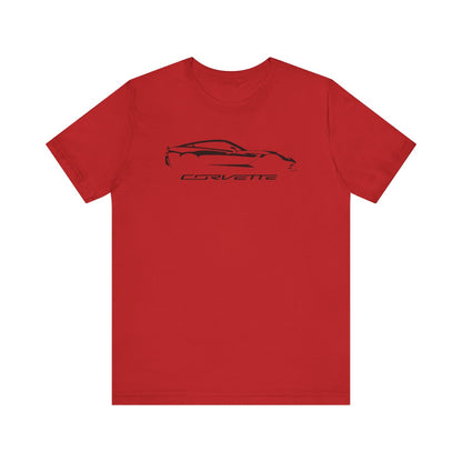 Corvette C7 Logo Black Edition Silhouette Graphict T-Shirt White