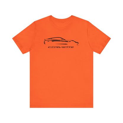 Corvette C7 Logo Black Edition Silhouette Graphict T-Shirt White