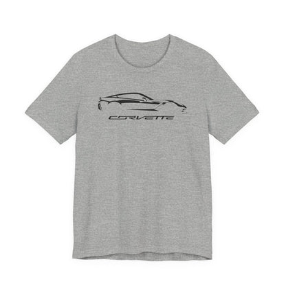 Corvette C7 Logo Black Edition Silhouette Graphict T-Shirt White