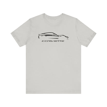 Corvette C7 Logo Black Edition Silhouette Graphict T-Shirt White