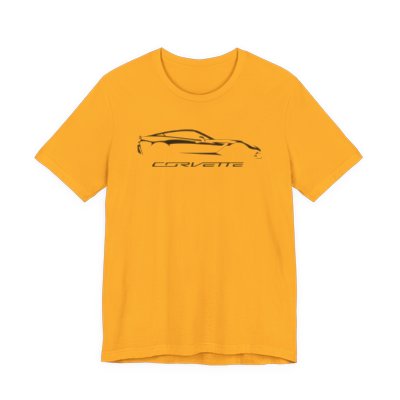 Corvette C7 Logo Black Edition Silhouette Graphict T-Shirt White