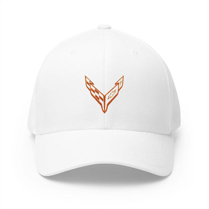 Corvette C8 Logo Orange Edition  Baseball Cap Black