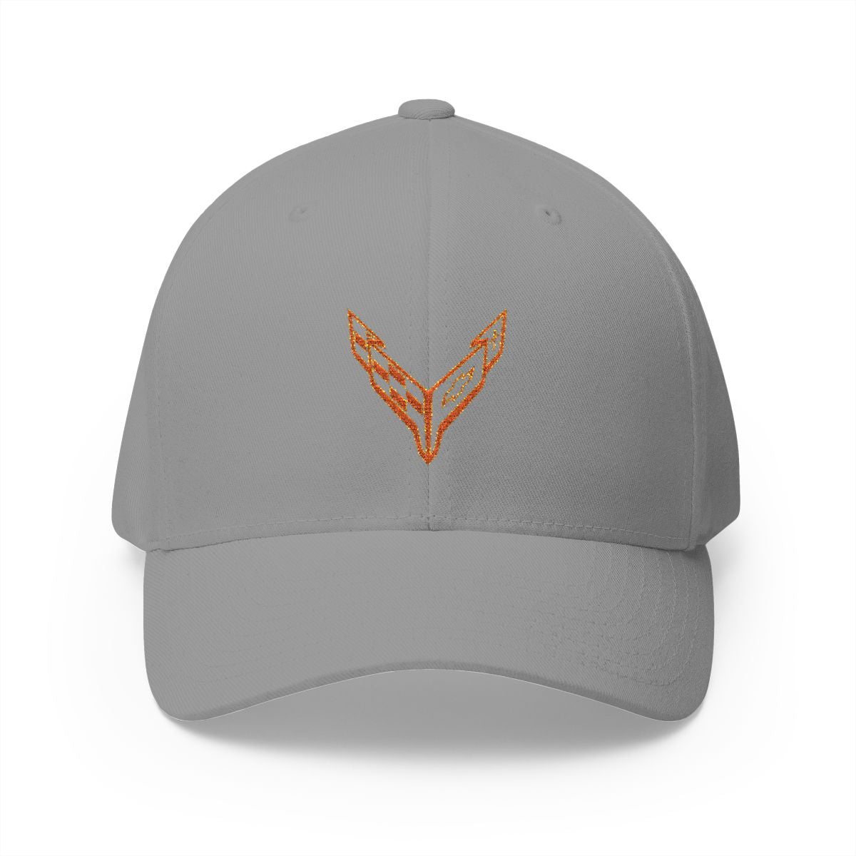 Corvette C8 Logo Orange Edition  Baseball Cap Black